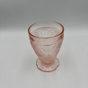 Jeannette Glass Cherry Blossom Pink Depression Footed Glass